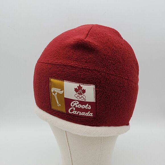 Vintage Roots Canada 1998 Olympics Beanie Skull Cap Red Fleece Toque Hat - Picture 1 of 8
